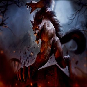 Dark image of an enraged scary werewolf for a hip hop rap beat titled savage