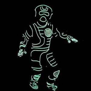image of a costume with neon lights highlighting a space suit look for a hip hop rap beat titled haze